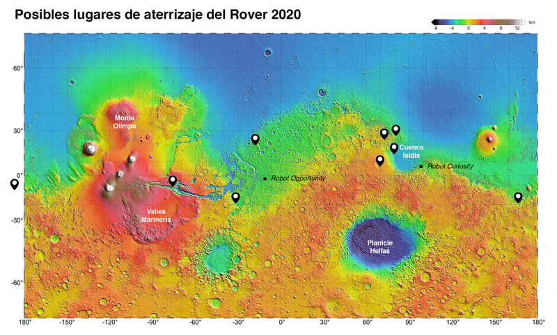 Illustration for article titled Estos son los 8 posibles lugares donde aterrizaremos en Marte en 2020